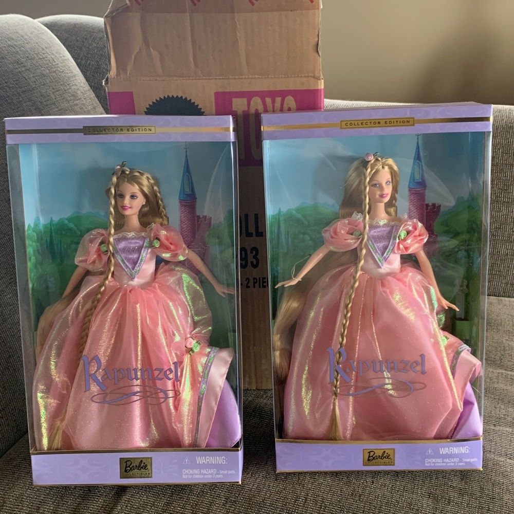 Barbie Rapunzel Pink Shimmery Gown Twin Pack